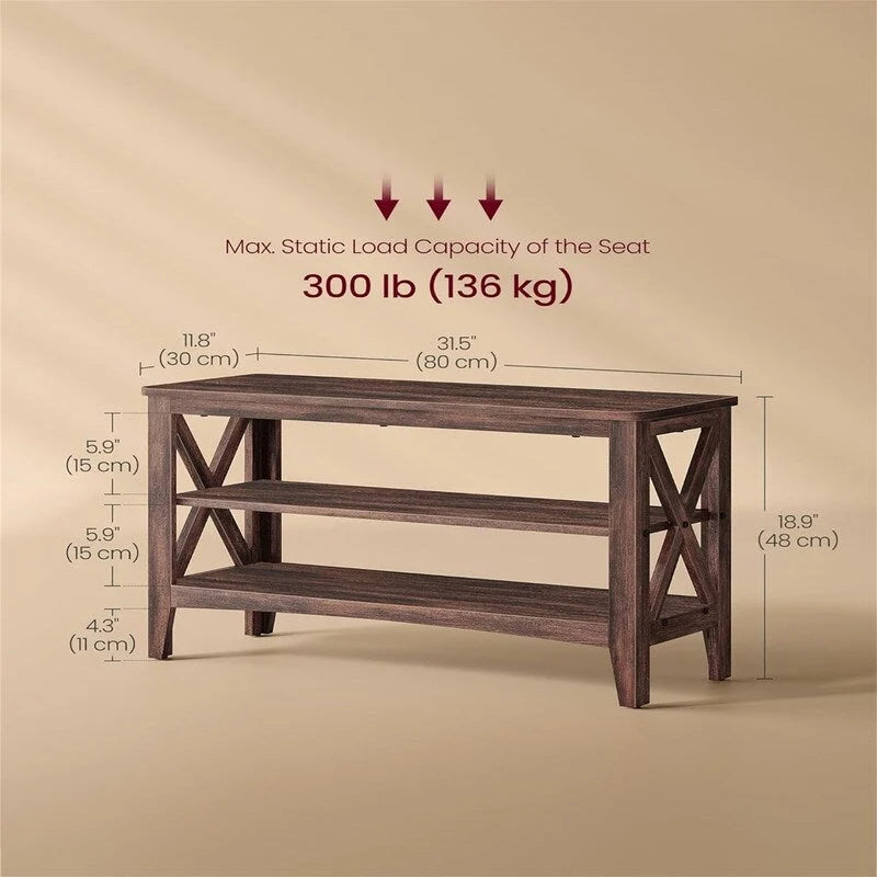2-Tier Shoe Rack - 11.8D x 31.5W x 18.9H