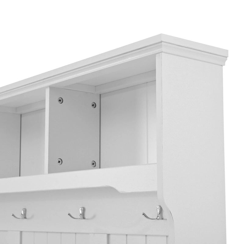 47.2 Entryway Bench with Coat Rack, Cushion and 4 Sturdy Hooks for Hallway, Entryway, Living Room