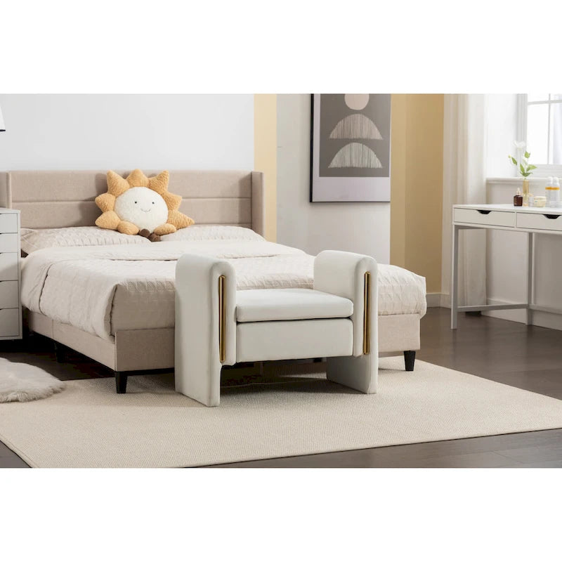 Velvet Fabric Single Bench Shoe Bench Makeup Bench For Bedroom Indoor