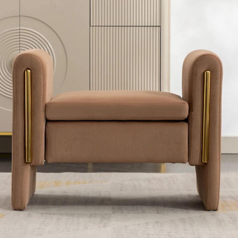 Velvet Fabric Single Bench Shoe Bench Makeup Bench For Bedroom Indoor