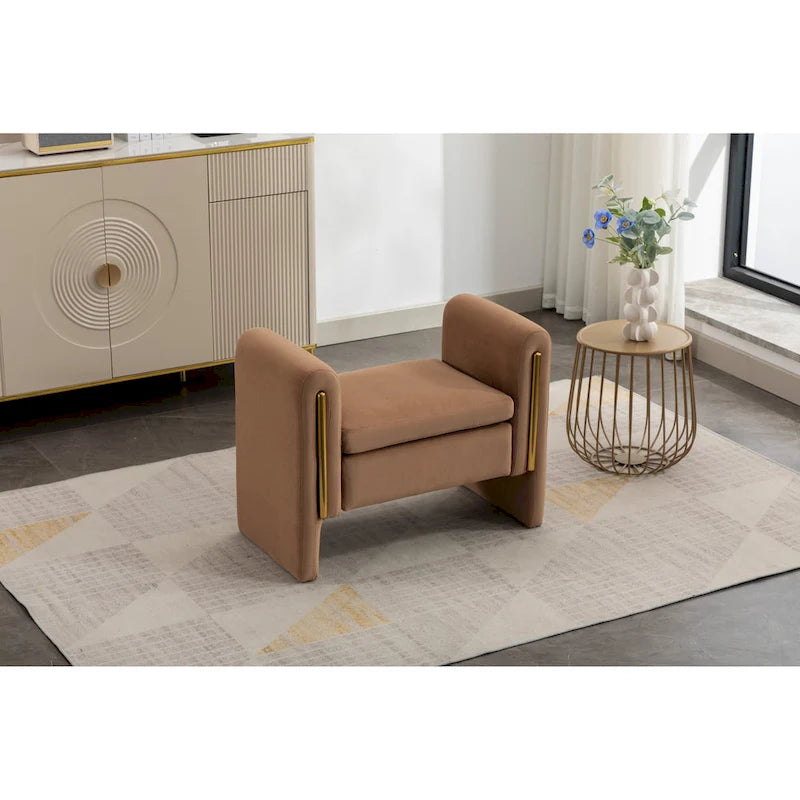 Velvet Fabric Single Bench Shoe Bench Makeup Bench For Bedroom Indoor