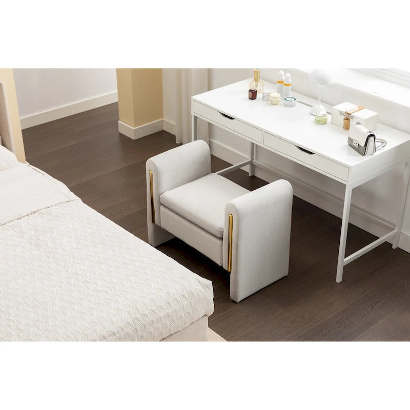 Velvet Fabric Single Bench Shoe Bench Makeup Bench For Bedroom Indoor