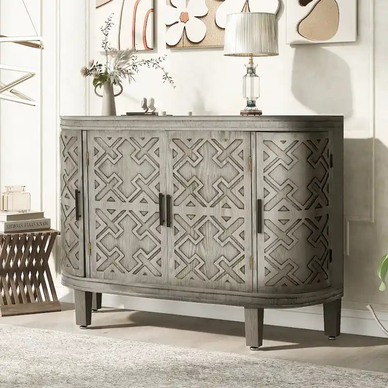 33.50 in. H Storage Cabinet with Antique Pattern Doors