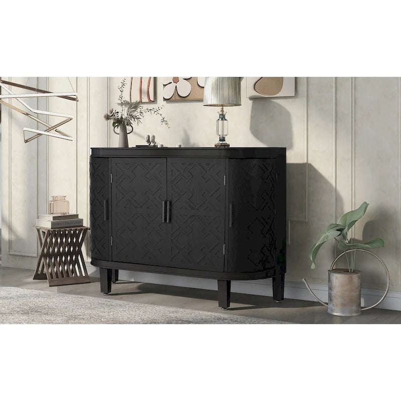 33.50 in. H Storage Cabinet with Antique Pattern Doors