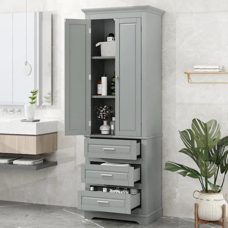 Tall Storage Cabinet with Three Drawers
