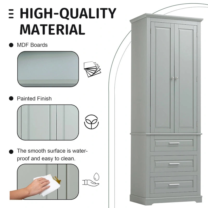 Tall Storage Cabinet with Three Drawers