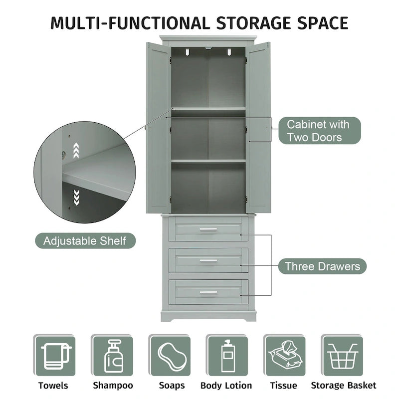 Tall Storage Cabinet with Three Drawers