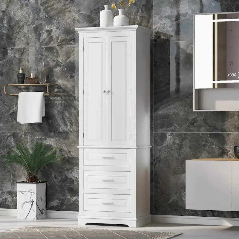 Tall Storage Cabinet with Three Drawers