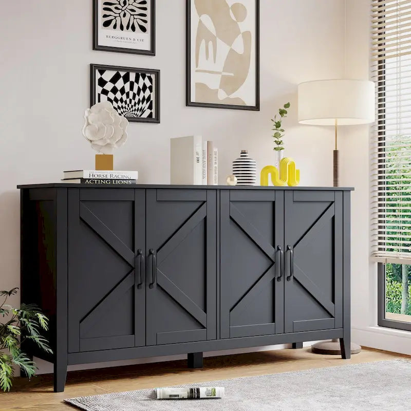 Storage Sideboard Cabinet with 4 Doors and 4 Shelgves
