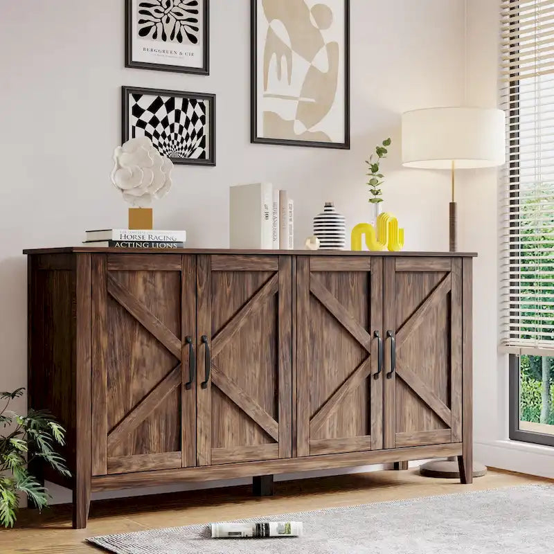 Storage Sideboard Cabinet with 4 Doors and 4 Shelgves