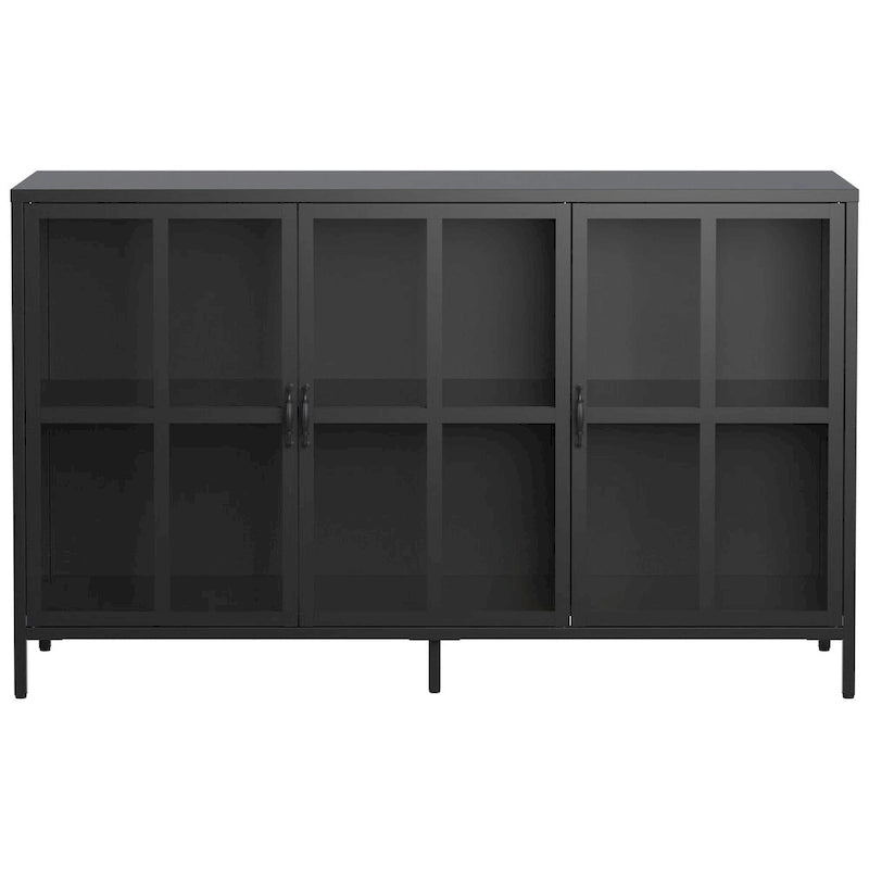 Sideboard Buffet Cabinet with Storage Steel Storage Cabinet ,Adjustable Feet,Glass Doors,Large Capacity Organizer