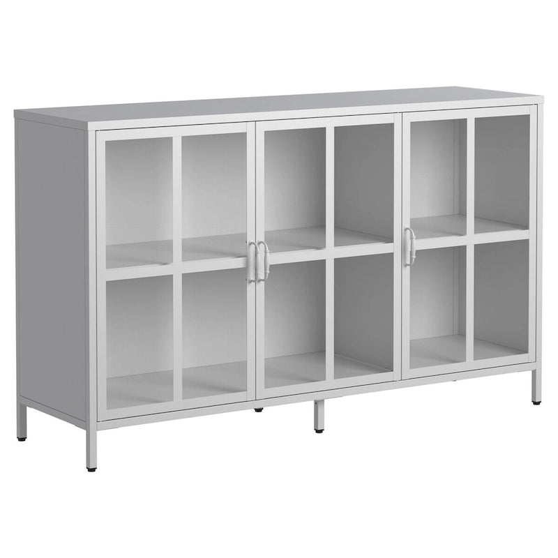 Sideboard Buffet Cabinet with Storage Steel Storage Cabinet ,Adjustable Feet,Glass Doors,Large Capacity Organizer
