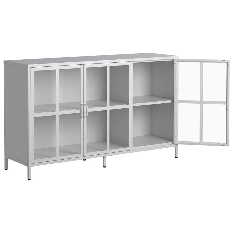 Sideboard Buffet Cabinet with Storage Steel Storage Cabinet ,Adjustable Feet,Glass Doors,Large Capacity Organizer