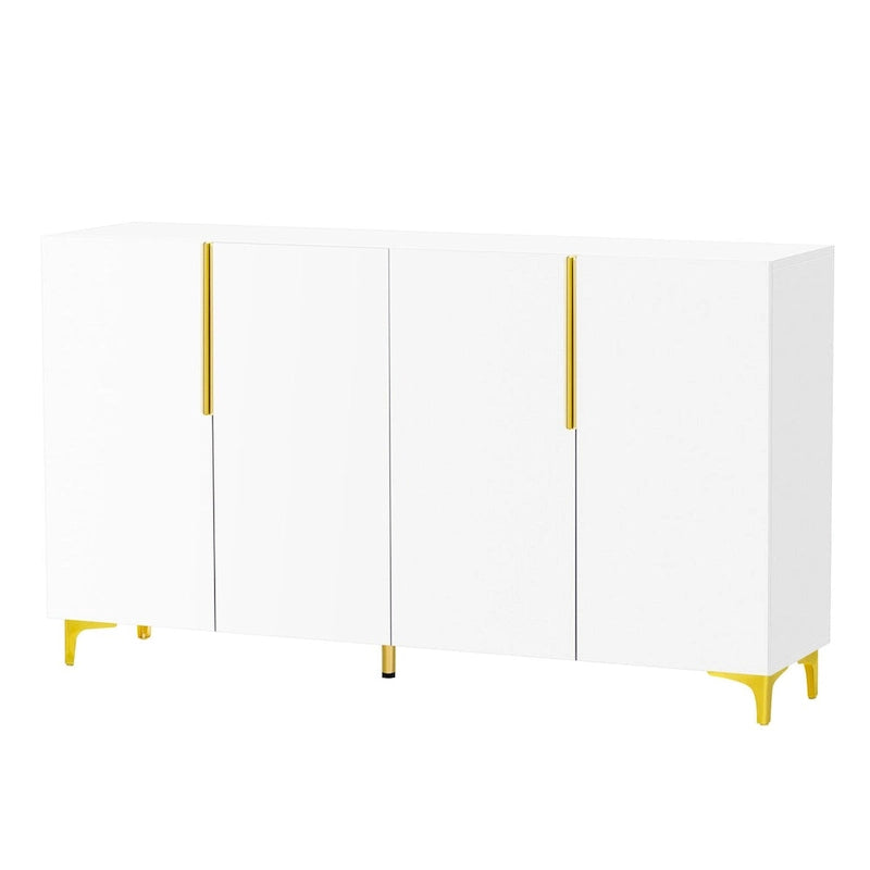 55 Sideboard Storage Cabinet with Adjustable Shelves, Glossy Finish