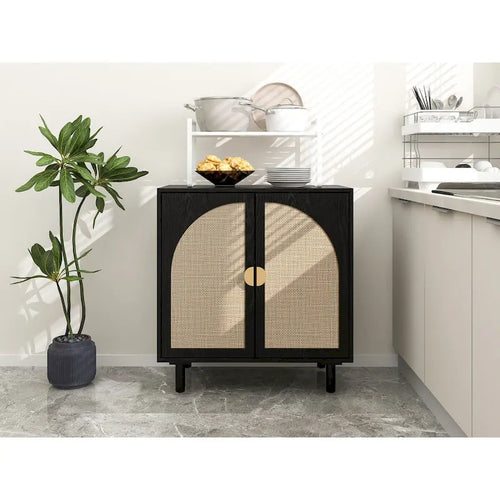 2 Doors Wood Pantry Organizer with Adjustable Laminates, Storage Cabinet for Bedroom, Living Room, Kitchen