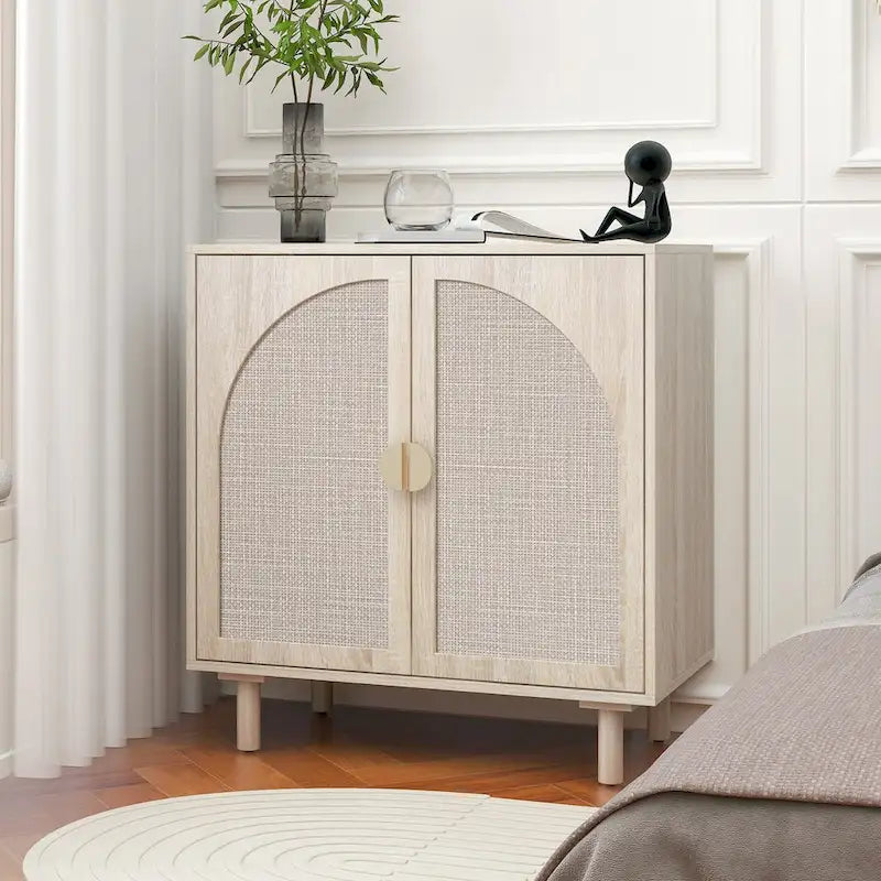 2 Doors Wood Pantry Organizer with Adjustable Laminates, Storage Cabinet for Bedroom, Living Room, Kitchen