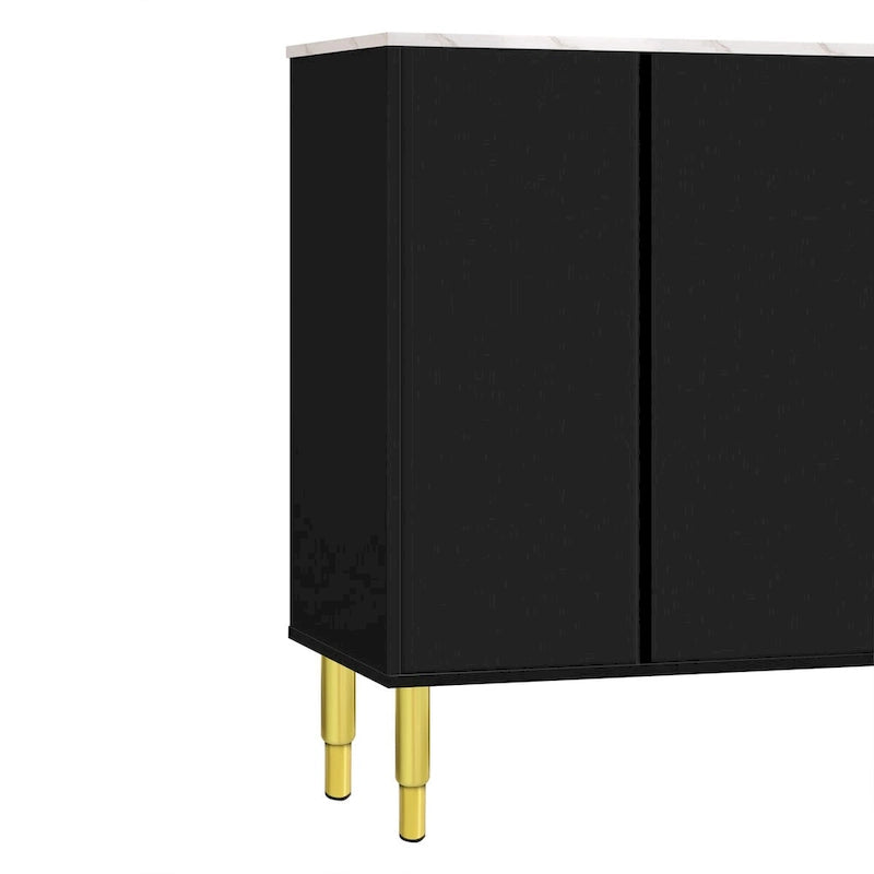 Modern Sideboard with Metal Legs and Handles - 60W x 16D x 36H
