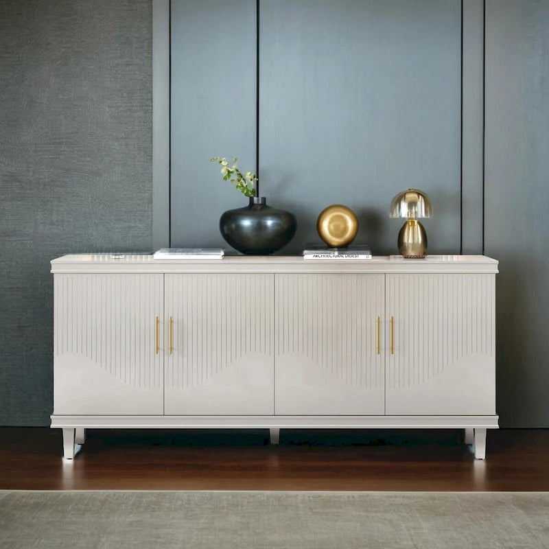 70.07Large 4-Door Cabinet, Modern Storage Cabinet Sideboard with Adjustable Shelves, Wood Accent Cabinet Buffet Cabinet