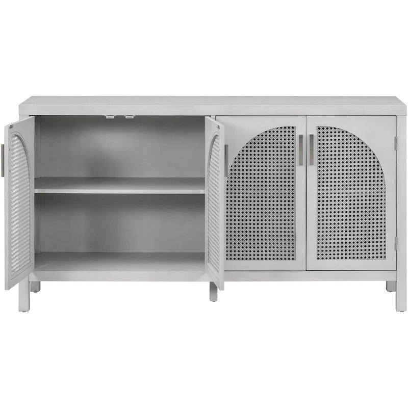 Sideboard with Artificial Rattan Door and Metal Handles - 47.2L x 11.8W x 31.5H