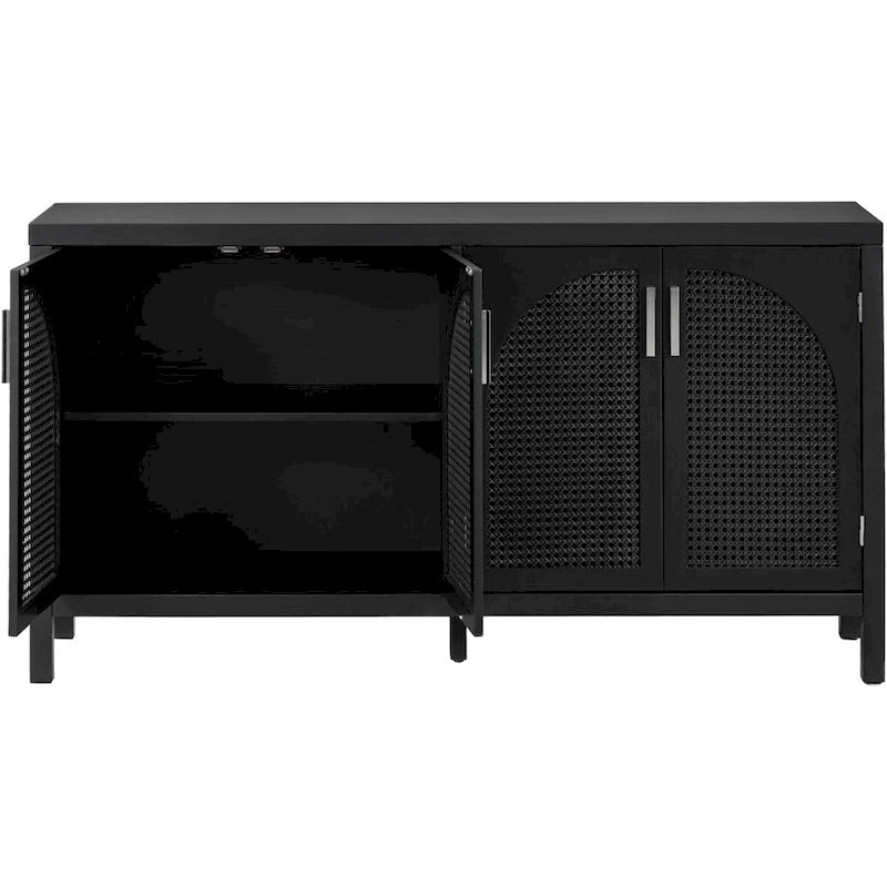Sideboard with Artificial Rattan Door and Metal Handles - 47.2L x 11.8W x 31.5H