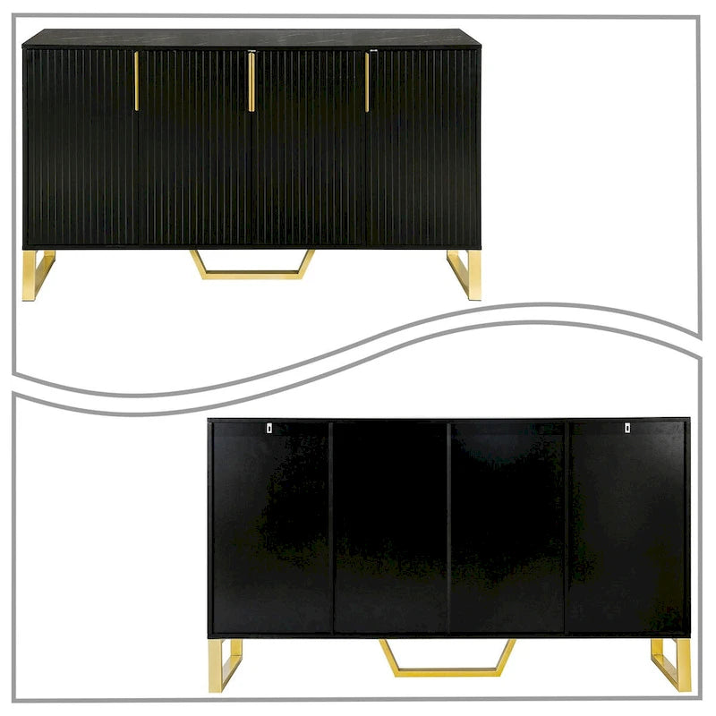 Modern Stylish Freestanding Wooden Sideboard with Imitation Marble Sticker TableTop