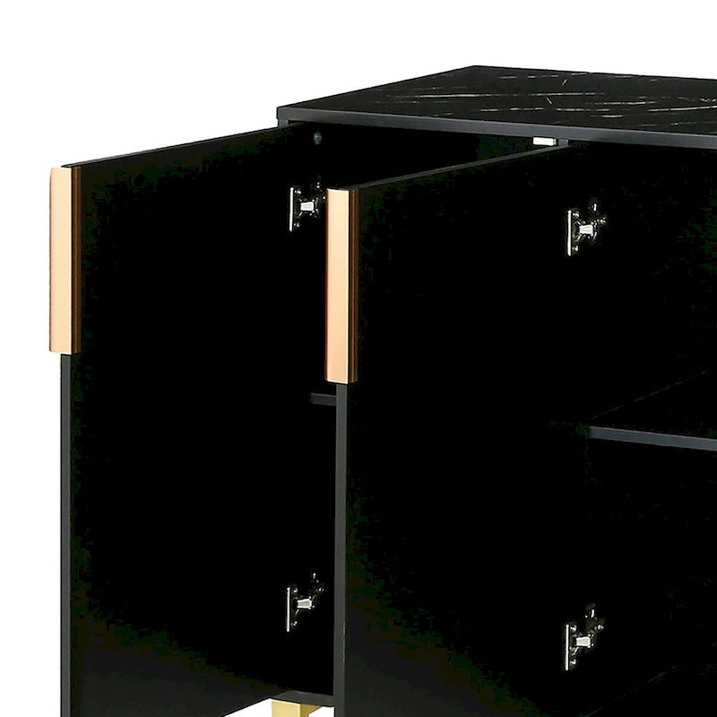 Modern Stylish Freestanding Wooden Sideboard with Imitation Marble Sticker TableTop