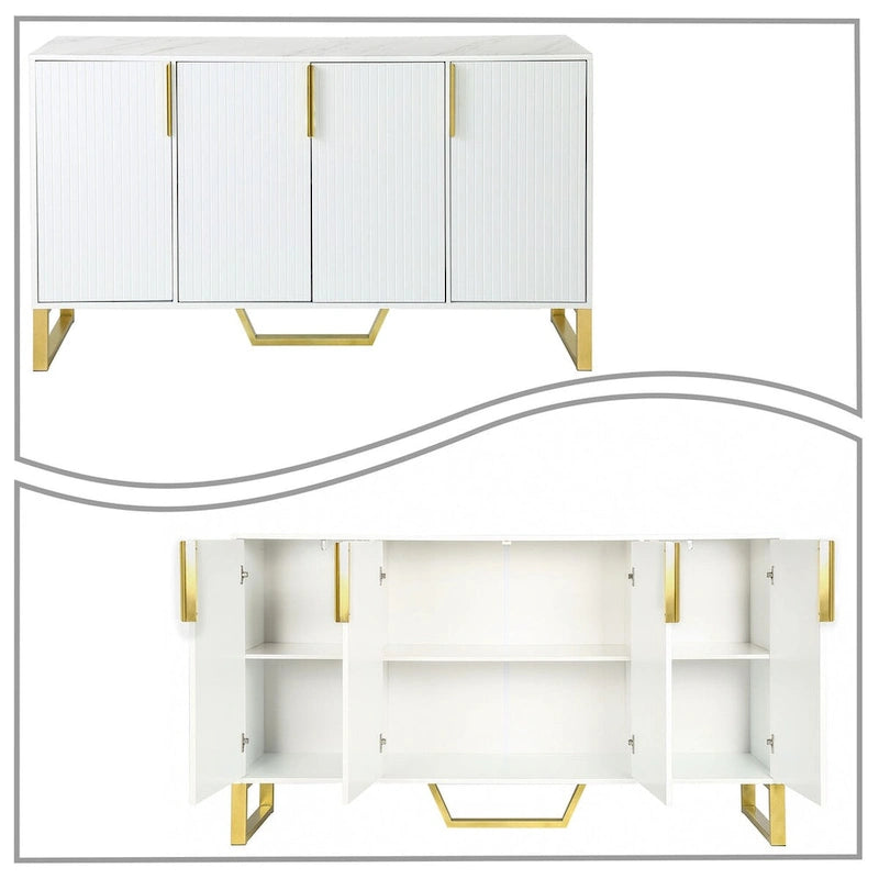 Modern Stylish Freestanding Wooden Sideboard with Imitation Marble Sticker TableTop