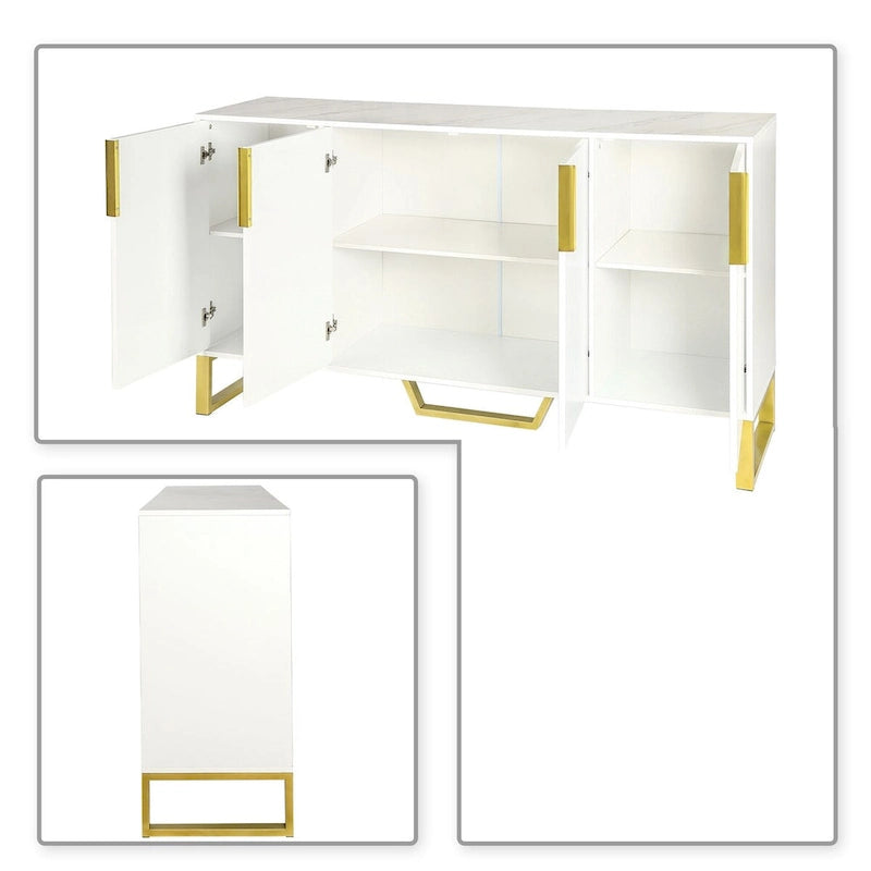 Modern Stylish Freestanding Wooden Sideboard with Imitation Marble Sticker TableTop
