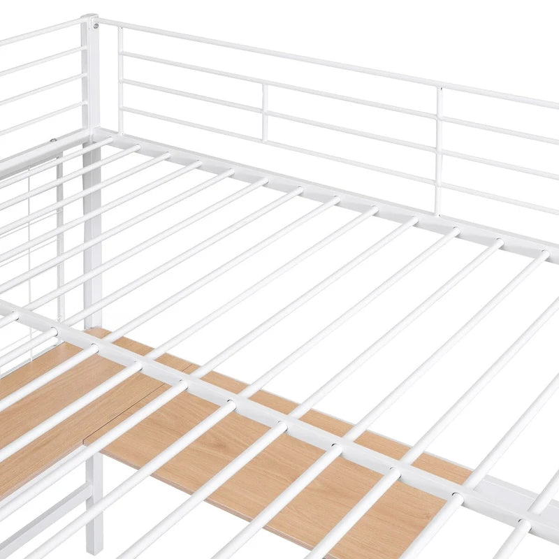 Full Metal Loft Bed with Desk and Metal Grid