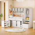 Nestfair Twin Size Wooden Loft Bed Big Storage with Under-bed Desk