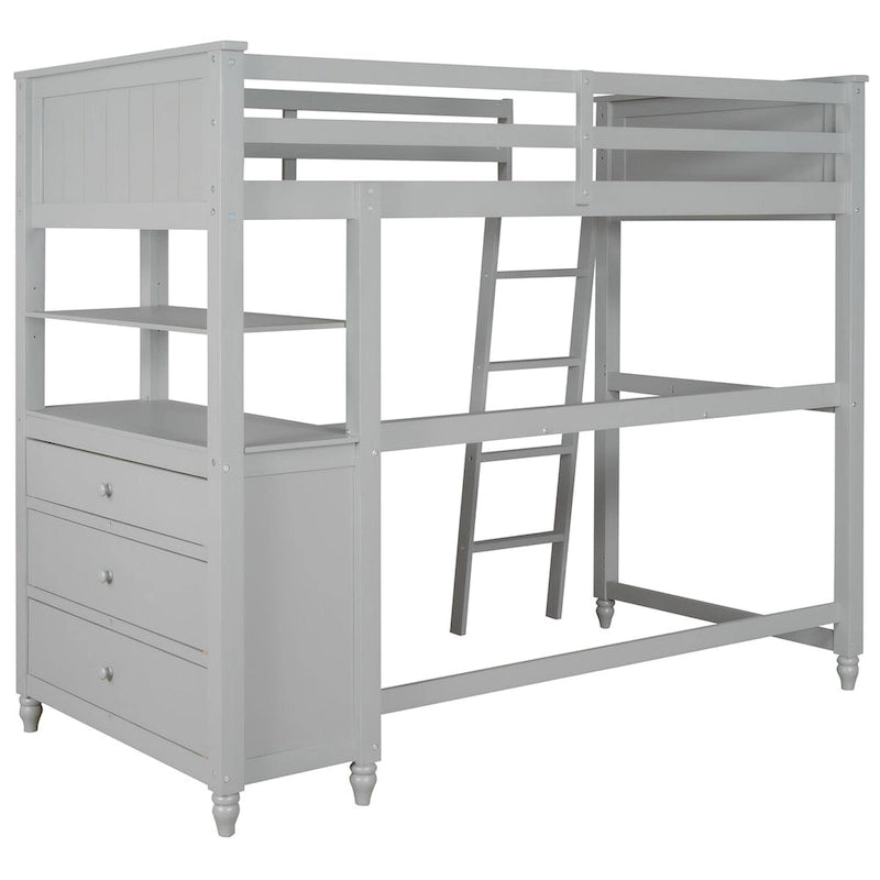 Twin size Loft Bed with Drawers and Desk