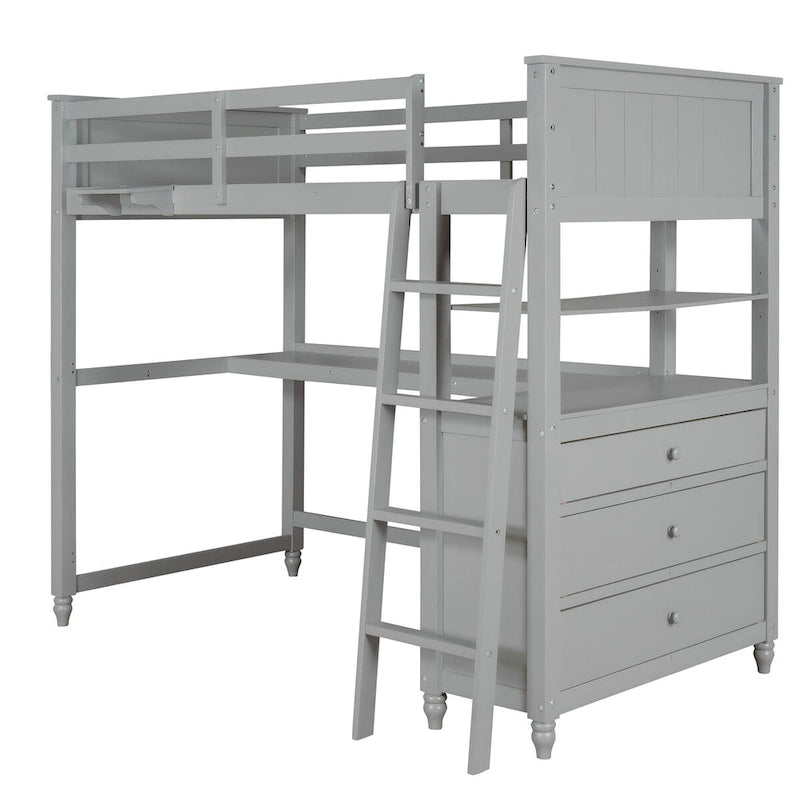 Twin size Loft Bed with Drawers and Desk
