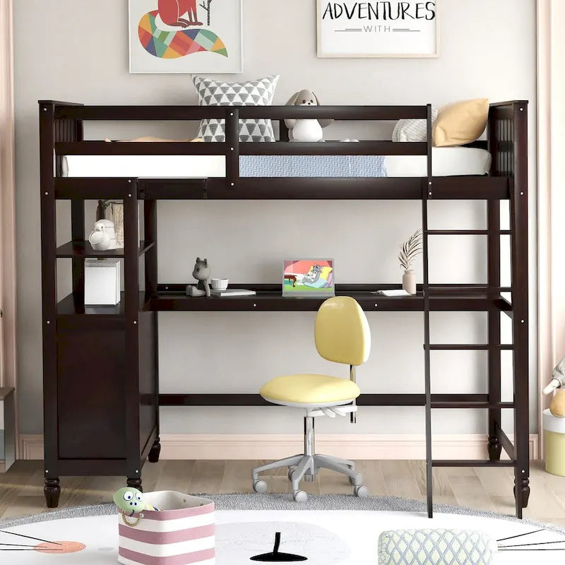 Twin size Loft Bed with Drawers and Desk