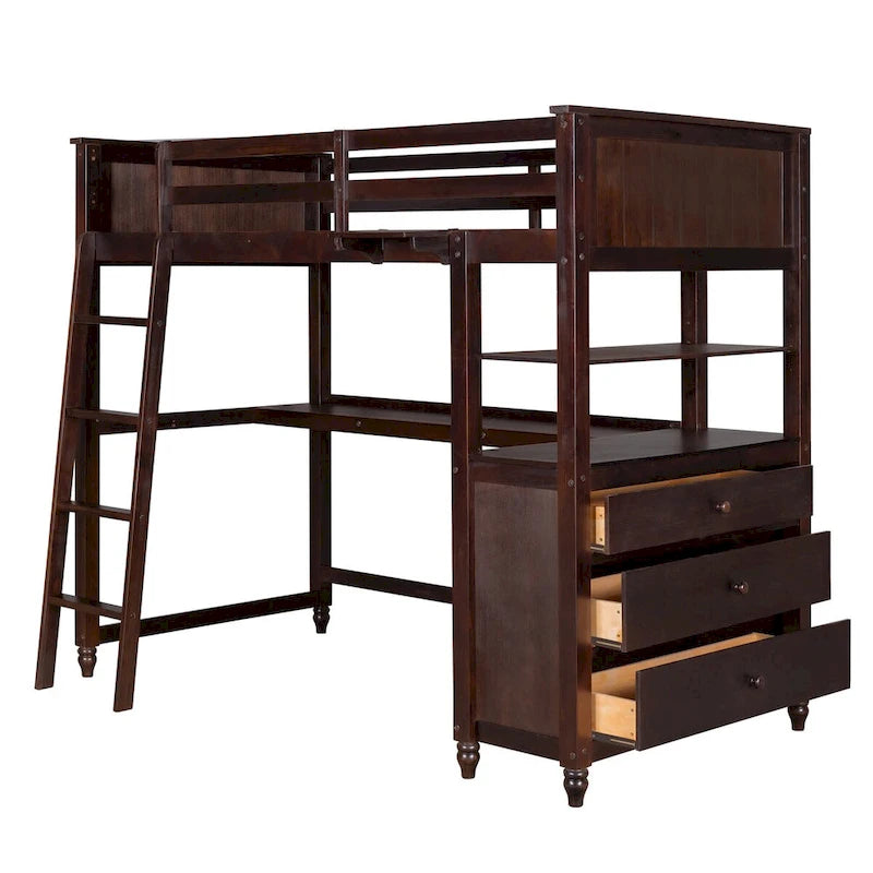 Twin size Loft Bed with Drawers and Desk