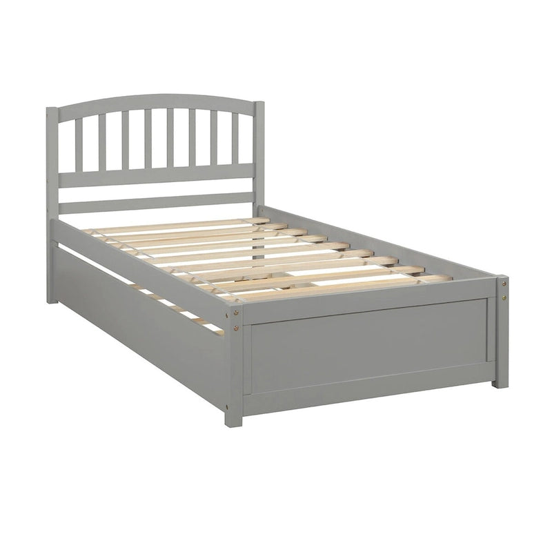 Elegant Twin Wood Platform Bed with Trundle