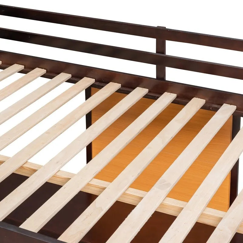 Wooden Full size Loft Bed with Desk and Writing Board