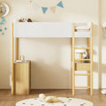 Twin Size Wood and Teddy Fleece Upholstered Loft Bed
