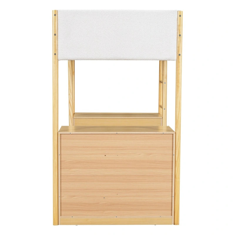 Twin Size Wood and Teddy Fleece Upholstered Loft Bed