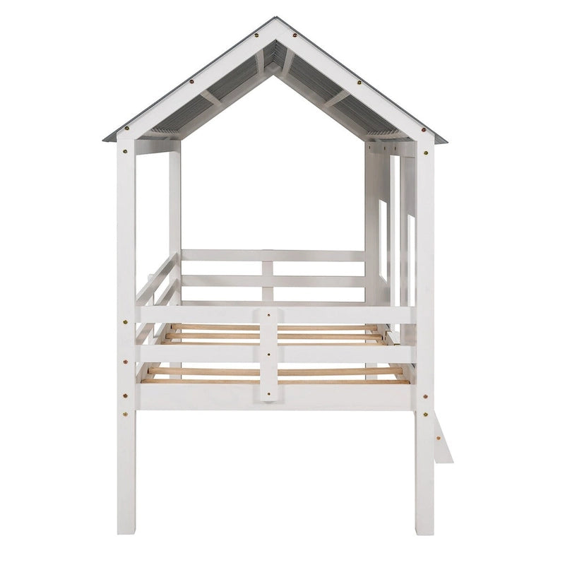 White Queen Murphy Bed with Charging Station & Shelf