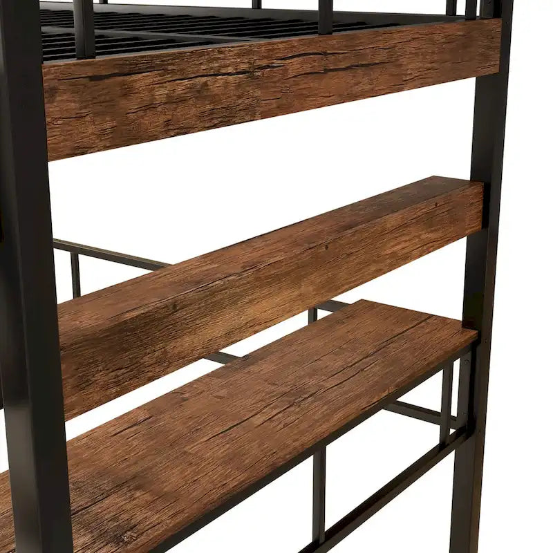 Metal Full Size Loft Bed with Built-in Desk