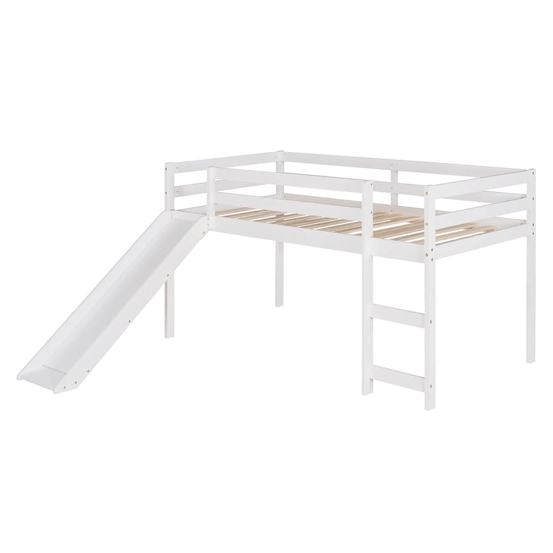 Twin Solid Wood Loft Bed with Fun Slide Feature