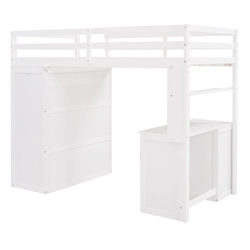 Multi-Functional Twin/Full Size Loft Bed with Drawers, Desk, Wardrobe - Space-Saving Study Area