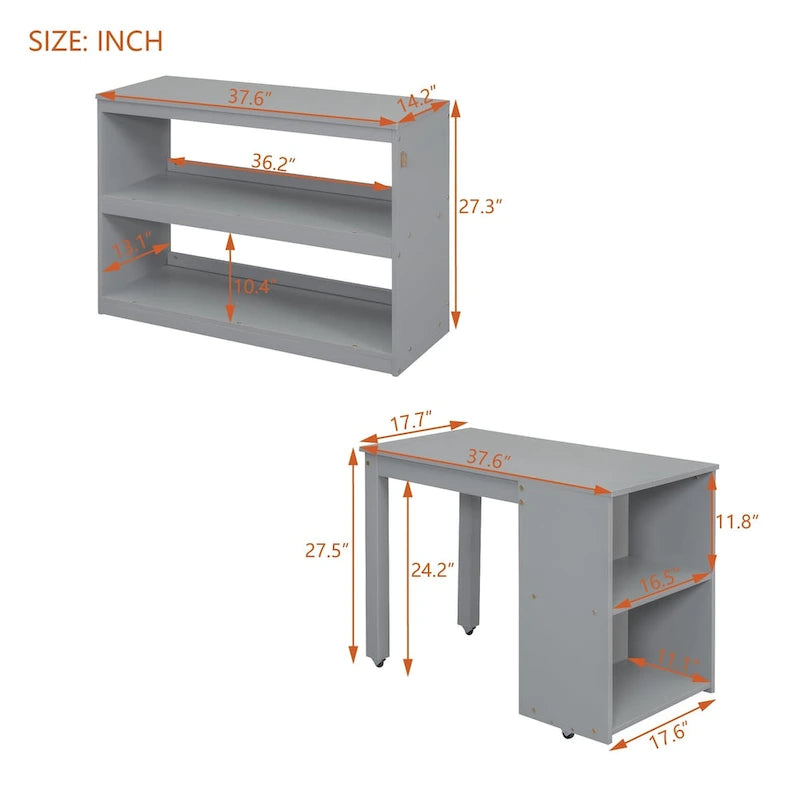 Solid Wood Loft Bed with Retractable Desk, Storage Stairs, Storage Drawers, and Shelves