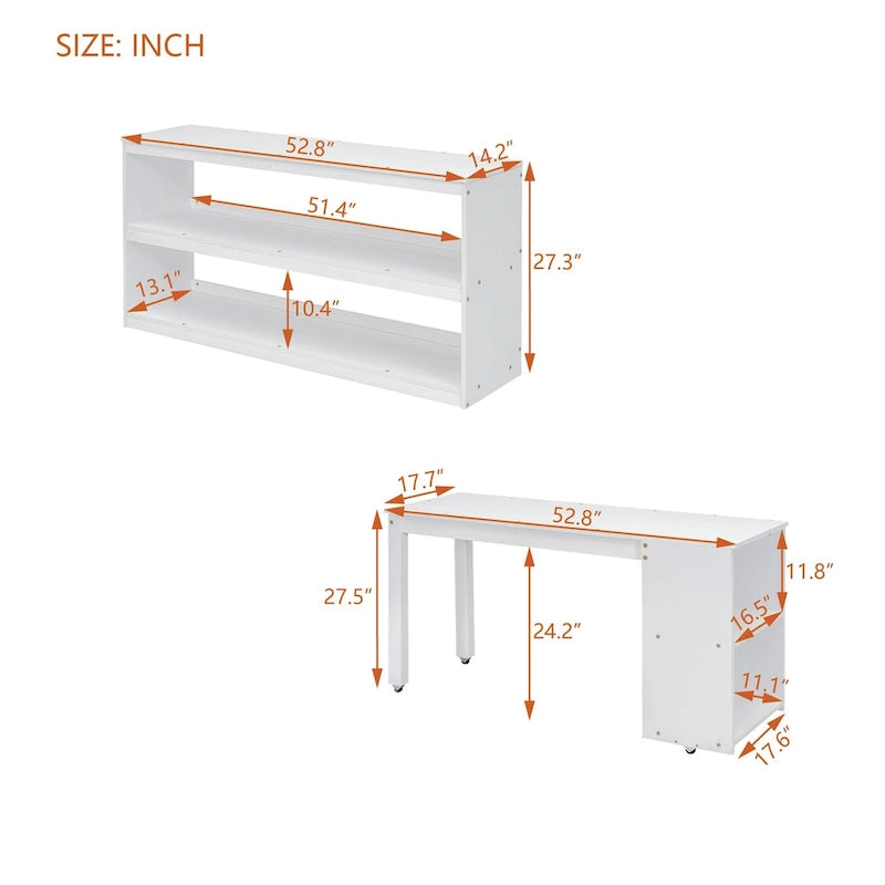 Solid Wood Loft Bed with Retractable Desk, Storage Stairs, Storage Drawers, and Shelves