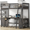 Twin Size Loft Bed with U-shaped Desk, Drawers and Storage Shelves