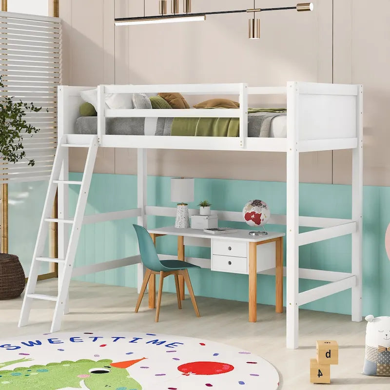 Twin Size Loft Bed with Ladder