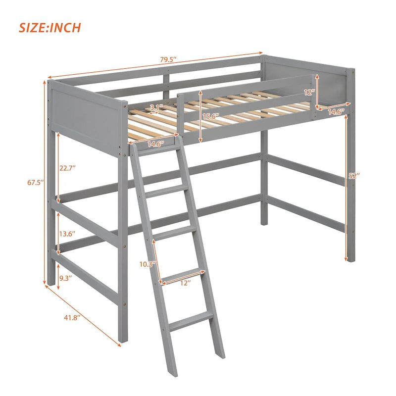 Twin Size Loft Bed with Ladder