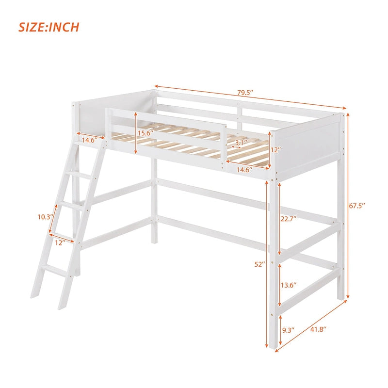 Twin Size Loft Bed with Ladder