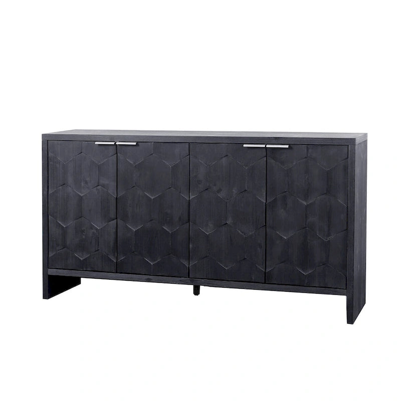 Accent Cabinet Farmhouse Style 4 Door Wooden Cabinet