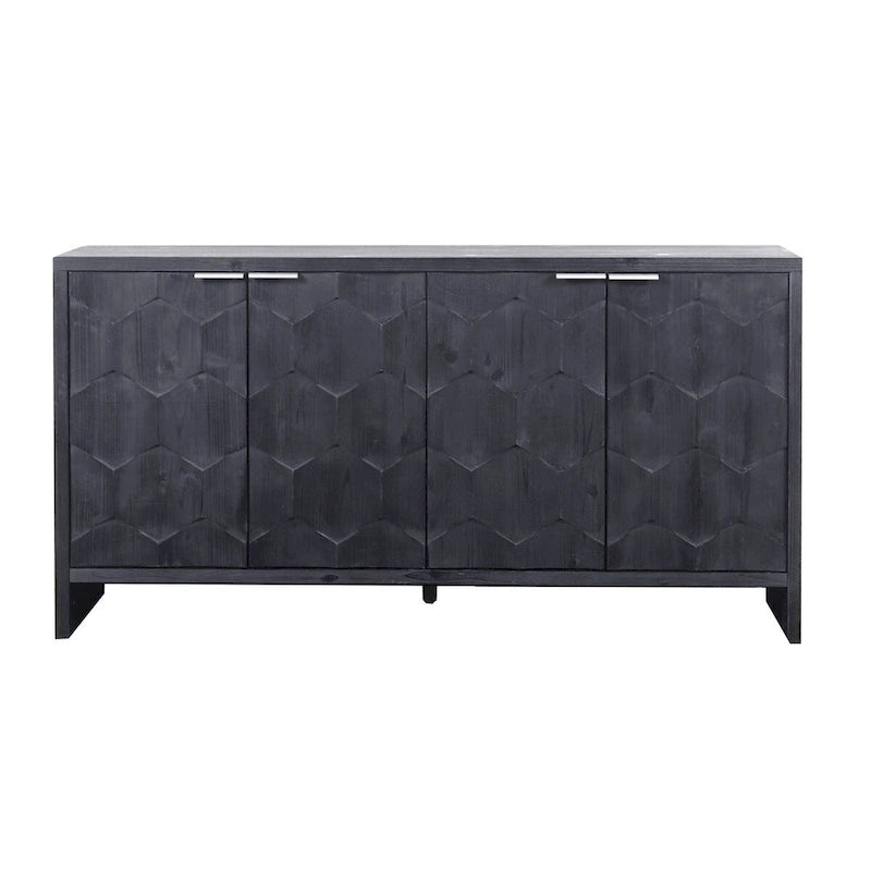 Accent Cabinet Farmhouse Style 4 Door Wooden Cabinet